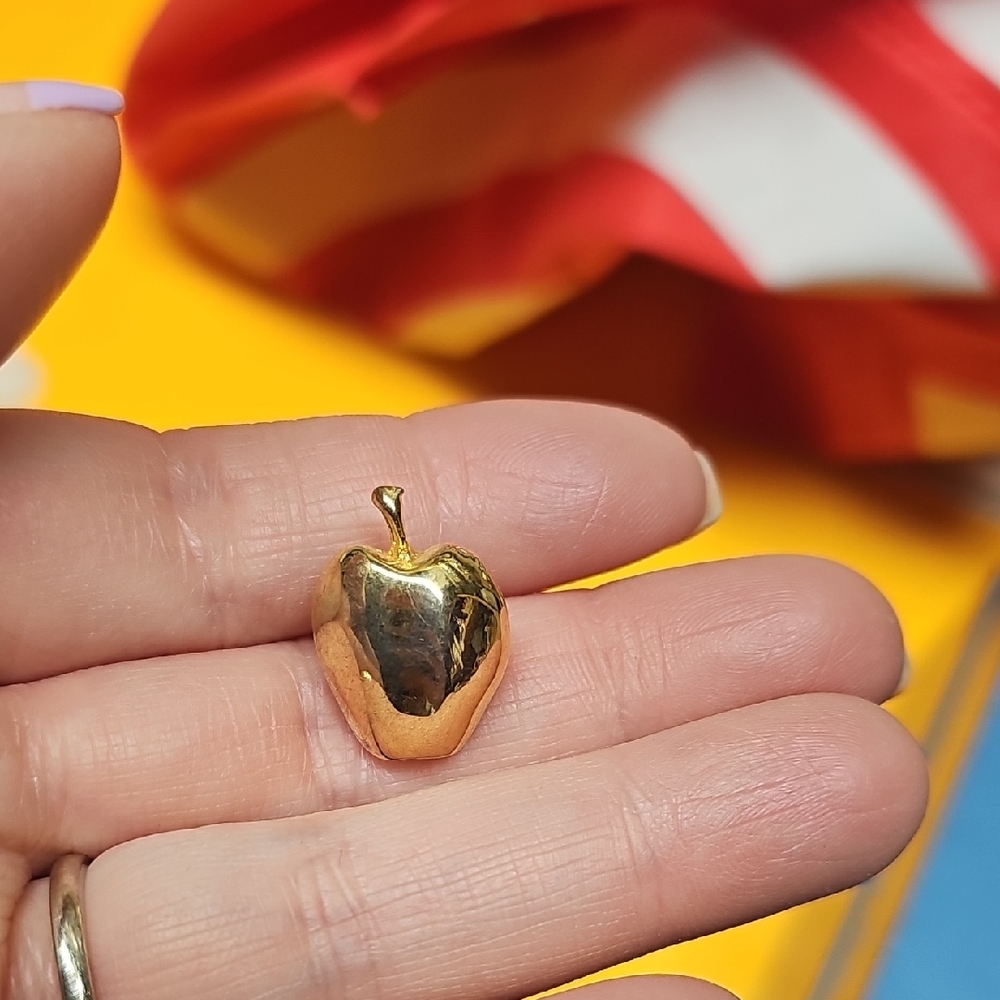 Gold Apple Charm Pendant - Women Jewelry